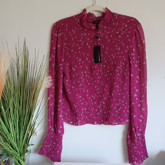 RAG & BONE Kayden Sheer Smocked Blouse - Picture 8 of 9